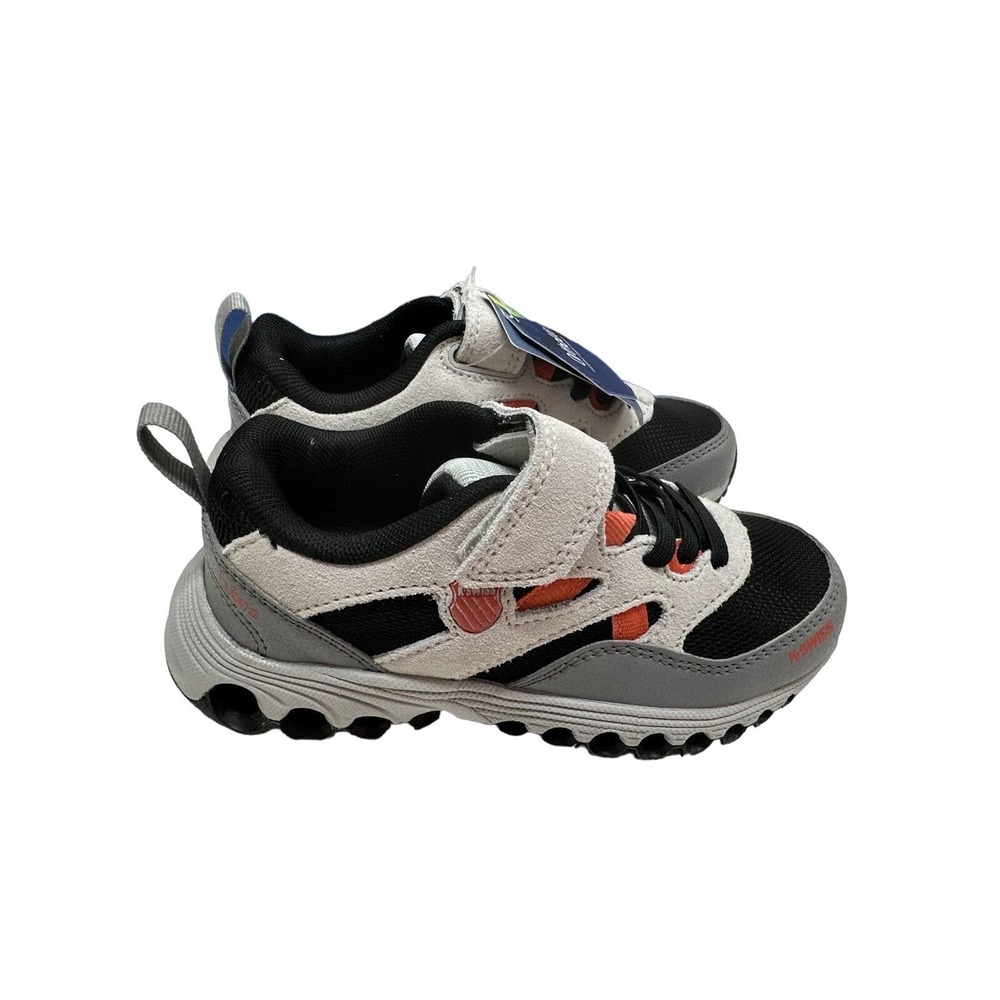 K-Swiss Kids Sneakers Black Gray White with Orange Accents